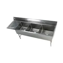 product of Klinger's Trading EIT3DL 92" Three Compartment Sink, 24"W x 24"L Bowl With Left-Hand Drainboard