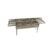 product of Klinger's Trading HDS42D 100" Four Compartment Sink, 16"W x 20"L Bowl With 2 Drainboards