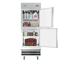 product of Koolmore RIR-1D-SSHD 28" 2-Half Solid Door Reach-In Refrigerator, 23 cu. ft., Bottom Mounted