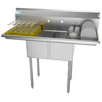 product of Koolmore SB121610-12B3 48" Two Compartment Sink, 12"W x 16"L Bowl With 2 Drainboards