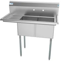 product of Koolmore SB141611-12L3 43" Two Compartment Sink, 14"W x 16"L Bowl With Left-Hand Drainboard