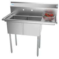 product of Koolmore SB141611-12R3 43" Two Compartment Sink, 14"W x 16"L Bowl With Right-Hand Drainboard