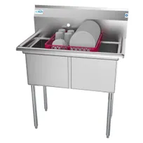 product of Koolmore SB151512-N3 36" Two Compartment Sink, 15"W x 15"L Bowl Without Drainboard