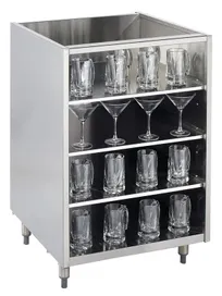 product of Krowne KR-G18 18" Underbar Glass Rack Storage Unit w/ 3 Shelves, Open Top, Galvanized Back