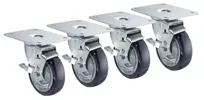 product of Krowne 28-171S Plate Caster, 4" X 5" Plate, 4" Diameter Wheel with Brake
