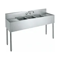 product of Krowne CS-1872 72" Three Compartment Sink, 10"W x 14"L Bowl With 2 Drainboards