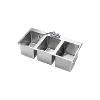 product of Krowne HS-3819 Drop-In Sink, Three-Compartment, 36"W X 18"D X 10"H Oa