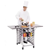 product of Lakeside 110 Stainless Steel Portable Wing Table 52.75" Wide with Channel Ledges