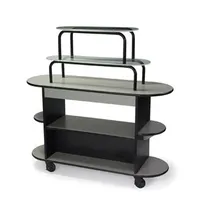 product of Lakeside 37218 Rounded Oval Dessert Cart w/ 3 Open Shelves with 2 Acrylic Overshelves