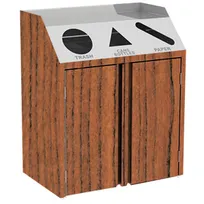 product of Lakeside 4415 Recycling Station, 37-1/2"W x 23-1/4"D x 45-1/2"H, 3-Stream, 50-100 Gal, Steel