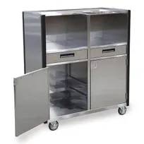 product of Lakeside 4605 Mobile Waitress Station, 48"W x 23"D x 55"H, Stainless Steel, Adjustable Shelves, Utility Drawers