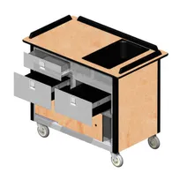 product of Lakeside 690-30 Food Cart w/ Drawers, Stainless Steel Storage Compartment with Sliding Doors