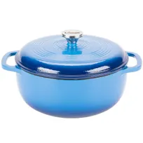 product of Lodge EC6D33 6-Qt Blue Dutch Oven, 11-3/5" Dia, 6" H, Porcelain Enameled Cast Iron, Induction Ready