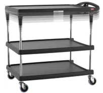 product of Metro MY2636-35BL-PL Mycart Plus Series 3 Shelf Black Polymer Utility Cart w/ 400 lb Capacity
