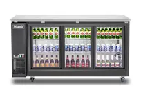 product of Migali C-BB72SG-HC Cooler Back Bar 72.75"Wx24.5"Dx35.7"H, 3-Door Sliding Glass, Black Exterior, Top