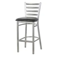product of MKLD AM841-SILVER-BS V Barstool - Ladder Back, Veneer Seat, Steel Frame, Powder-Coated Silver Finish, Glides