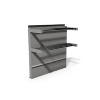 product of Montague Company TDHS-24 24" x 36" Stainless Steel Backguard Flue Riser with Double Tubular Shelves