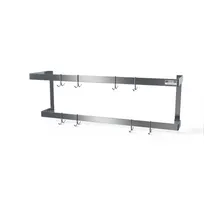 product of NBR Equipment PR2-3 Stainless Steel Wall Mounted Pot Rack with 6 Hooks
