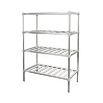 product of New Age P2448 48"W x 24"D x 76"H 4-Tier Stationary Aluminum Pot & Pan Rack, 900 lbs, Louvered Shelves, NSF, KD