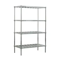 product of New Age P2460 60" x 24" x 76" Stationary 4-Tier Aluminum Pot & Pan Rack 900 lbs Louvered Shelves