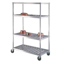 product of New Age PM2460 60" x 24" x 74" Mobile 4-Tier Aluminum Pot & Pan Rack, 1200 lb, Louvered Shelves, NSF
