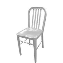 product of Oak Street CM-252-ALM Indoor Navy Series Dining Chair with Slat Back, Aluminum Seat and Frame
