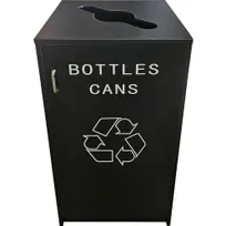 product of Oak Street M8540-BLK 25‑Gal Recycling Unit, Bottles & Cans, Black Plastic Laminate, 18" Drop‑Top