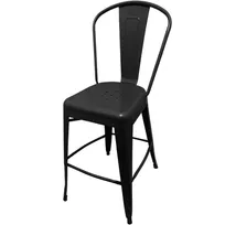 product of Oak Street OD-BM-0001-BLK Smokestack Bar Stool, Black, Metal Back & Seat, 1.2 mm Pressed Steel