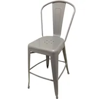 product of Oak Street OD-BM-0001-SLV Smokestack Bar Stool, Metal Back & Seat, 1.2 mm Pressed Steel, Silver Finish