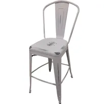 product of Oak Street OD-BM-0001-WHT Smokestack Bar Stool, Metal Back & Seat, Distressed White Finish, 1.2 mm Pressed Steel