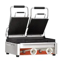product of Omcan USA 19937 Single Sandwich Panini Grill w/ 18" x 10" Grooved Plates, 220V