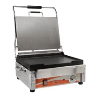 product of Omcan USA 21465 Single Sandwich Panini Grill w/ 15" x 12" Smooth Plates, 120V