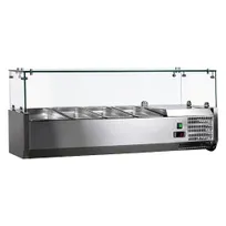 product of Omcan USA 46679 47" Countertop Refrigerated Pizza Topping Rail w/ Sneeze Guard, (4) 1/3 GN Pans