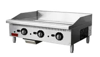 product of Omcan USA 47372 36" Countertop Thermostatic Gas Griddle, 1" Steel Plate, 84.000 BTU
