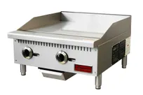 product of Omcan USA 47374 24" Countertop Gas Griddle, Manual Controls, 3/4" Steel Plate, 60.000 BTU