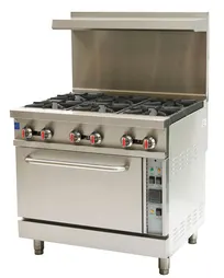 product of Omcan USA 47449 36" Natural Gas Restaurant Range w/ (6) Open Burners, (1) Convection Oven, 211.000 BTU