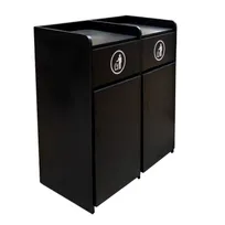 product of Omcan USA 48220 Double Waste Receptacle, 44"W x 22"D x 47"H, 2x36 Gal, Plywood & Melamine, Black