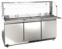 product of Omcan USA 50090 72" 3-Door Sandwich and Salad Prep Table, 15 Pans, Stainless Steel