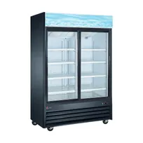 product of Omcan USA 51032 53" 2-Section Black Merchandiser Refrigerator w/ Sliding Glass Door, 45 cu. ft.