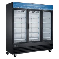 product of Omcan USA 51087 - 80" Three‑Section Freezer, 52.3 cu ft, Black Steel, R290, LED Light, Auto Defrost