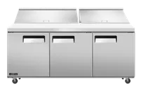 product of Omcan USA 58009 72" 3-Section Sandwich and Salad Prep Table w/ 3 Doors, 18 Pans, Stainless Steel