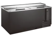product of Omcan USA 59040 Bottle Cooler – 17.2 cu ft Capacity, 1/6 HP Compressor, Black Vinyl, Lockable Lids