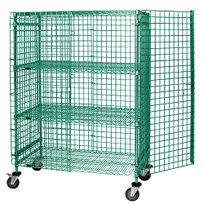 product of Quantum M2460-69SECP-2 Proform Green Epoxy Mobile Security Unit w/ 4 Shelves, 24" x 60" x 69"
