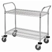 product of Quantum WRSC-1836-2 Stainless Steel 2-Shelf Wire Utility Cart - 18" x 36" x 37-1/2"