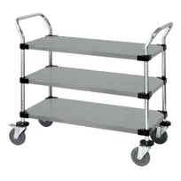 product of Quantum WRSC-2436-3SS Stainless Steel Solid 3-Shelf Utility Cart - 24" x 36" x 37-1/2"