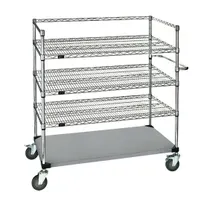 product of Quantum WRSC4-54-2448FS Stainless Steel Wire & Solid 3-Shelf Medical Cart - 24" x 48" x 60"