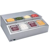 product of APW Wyott RTR-8 27" Countertop Refrigerated Topping Rail, 8 Pan Capacity