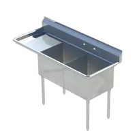 product of Sapphire Manufacturing SMS-2-2020L 62" Two Compartment Sink, 20"W x 20"L Bowl With Left-Hand Drainboard
