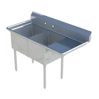 product of Sapphire Manufacturing SMS-2-2020R 62" Two Compartment Sink, 20"W x 20"L Bowl With Right-Hand Drainboard
