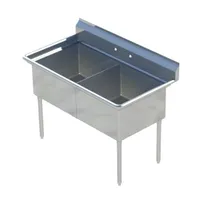 product of Sapphire Manufacturing SMS1014-2 25" Two Compartment Sink, 10"W x 14"L Bowl Without Drainboard